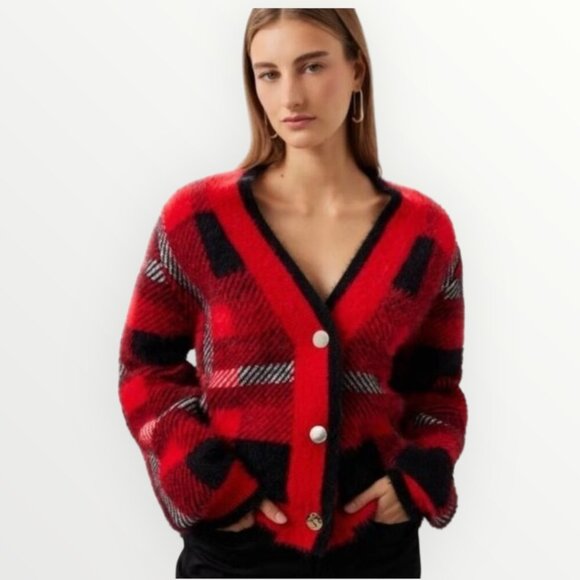 English Factory Checkered Plaid Cardigan - Picture 1 of 9